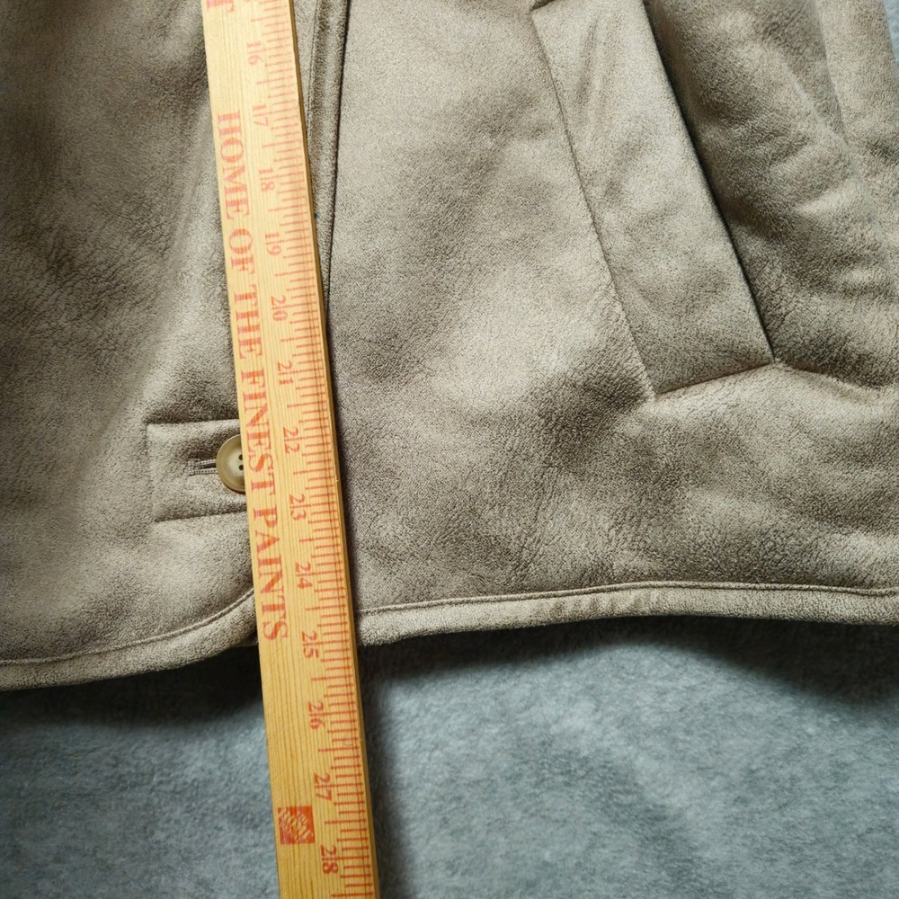 HOLLISTER Womens Sherpa Lined Faux Suede Jacket Small Tan Cozy Button Front - Picture 8 of 9
